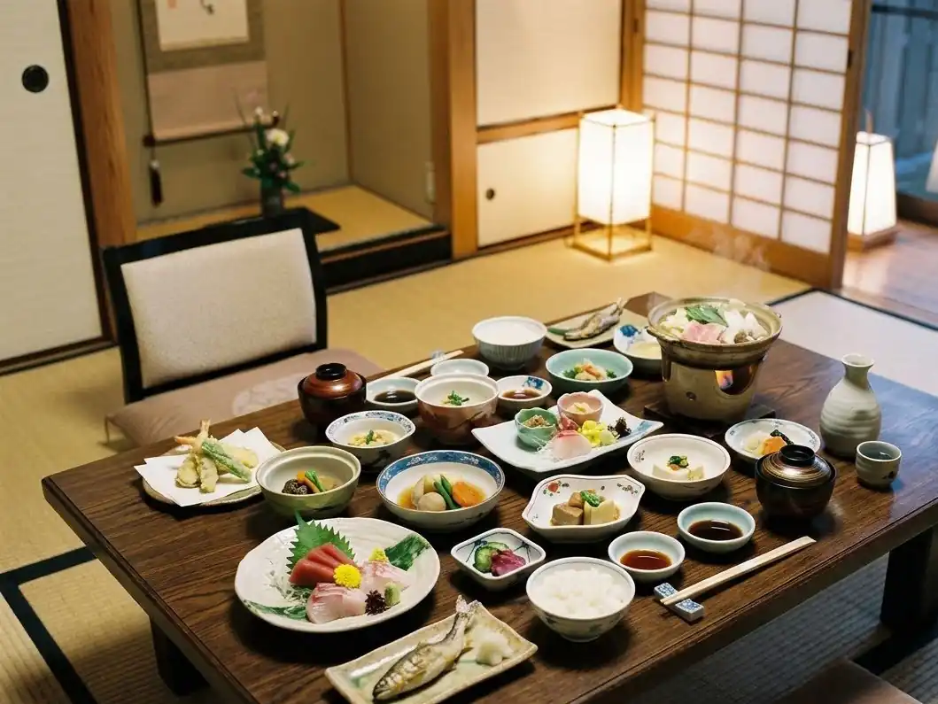 작은 접시에 하나씩 나오는 일본식 코스 요리